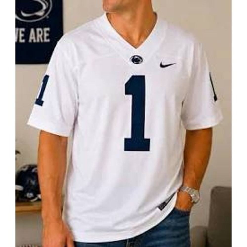 Nike Penn State Nittany Lions 1 Football Jersey NCAA Mens XXL White Dri-Fit New